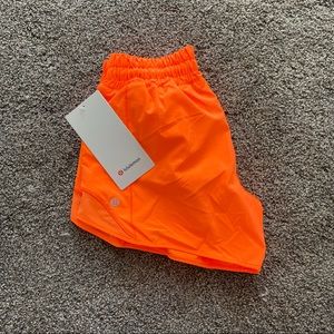 HIGHLIGHT ORANGE Hotty Hot Lululemon Shorts 4”